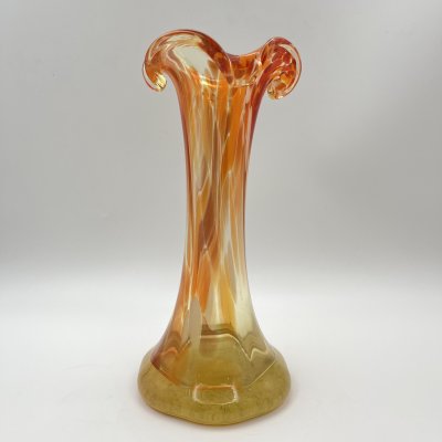 купить Ваза в желто-оранжевой гамме с фестончатым горлышком, стекло, Россия, 1980-2000 гг.