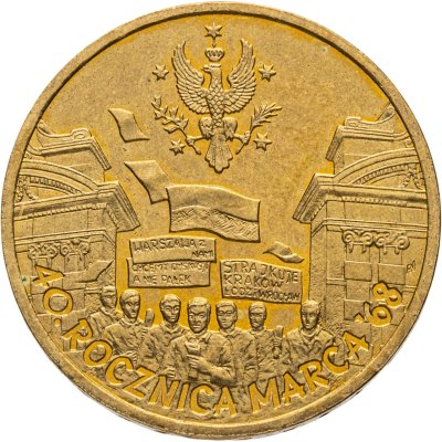 купить Польша 2 злотых 2008 "40 лет политическому кризису в Польше 1968 года"
