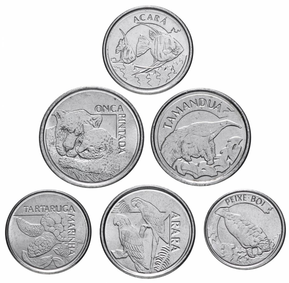 купить Бразилия набор монет "Животные" 1992-1994 (6 штук)