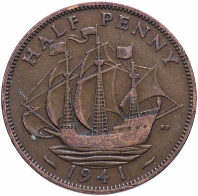 Купить Великобритания 1/2 пенни (penny) 1941