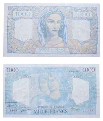 купить Франция 1000 франков 1950 (Minerve et Hercule, Минерва и Геркулес)