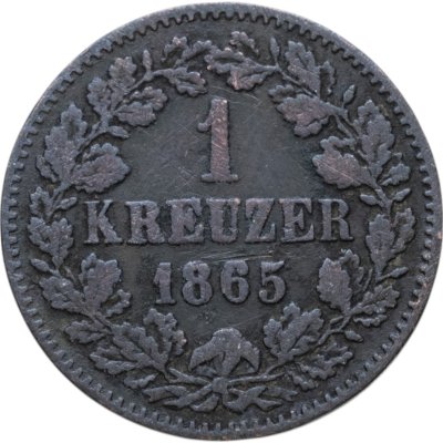 купить Германия, Баден 1 крейцер (kreuzer) 1865
