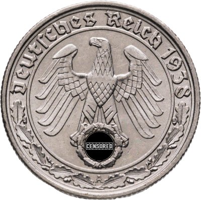 купить Германия, Третий рейх 50 рейхспфеннигов (reichspfennig) 1938, знак монетного двора "А"