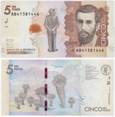 купить Колумбия 5000 песо 2015 (Pick 459)