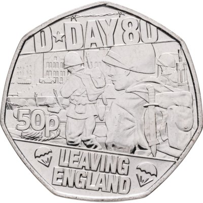 купить Гернси 50 пенсов 2024 « 80 лет высадке союзников в Нормандии (D-Day). Отбытие из Англии»