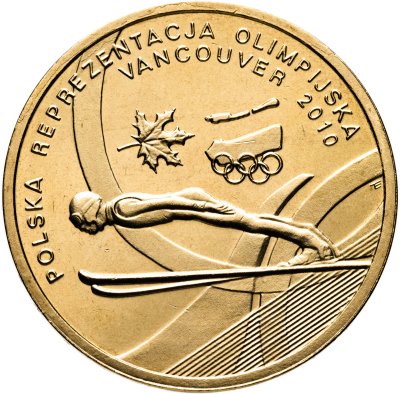 купить Польша 2 злотых 2010 [KM#Y.715] Польская сборная на Олимпиаде в Ванкувере. 2010