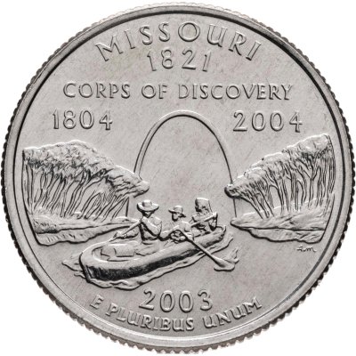 купить США 25 центов (квотер, 1/4 доллара, quarter dollar) 2003 D Квотер штата Миссури знак монетного двора: "D" - Денвер