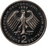 Купить Германия 2 марки 1999 D Людвиг Эрхард, 40 лет Федеративной Республике (1948-1988)