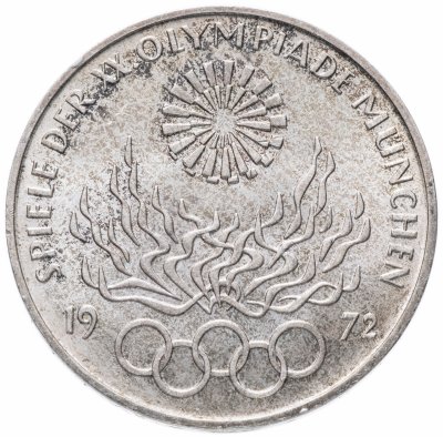 купить ФРГ 10 марок 1972 G "Олимпиада в Мюнхене -Олимпийский огонь"