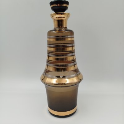 купить Штоф дымчатого оттенка, декорированный линиями, стекло, золочение, серебрение, Чехословакия, 1970-1990 гг.