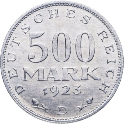 купить Германия 500 марок (mark) 1923, знак монетного двора "D"