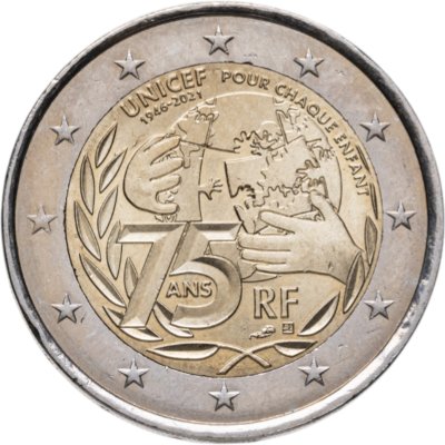купить Франция 2 евро 2021 "75 лет образования UNICEF"