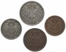 Купить Германская Империя набор из 4-х монет 1, 2, 5 и 10 пфеннигов (pfennig) 1890-1916, случайная дата