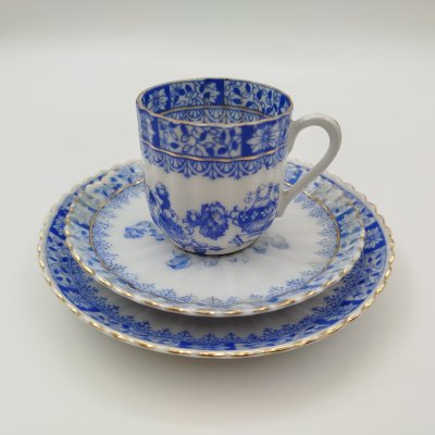 купить Трио кофейное в стиле шинуазри, China Blau Tiefenfurt, фарфор, деколь, Германия, 1919-1944 гг.