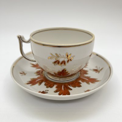 купить Чайная пара "Барбарис", автор Е. П. Смирнов, фарфор, роспись, золочение, Дмитровский фарфоровый завод (ДФЗ Вербилки), СССР, 1954-1965 гг.