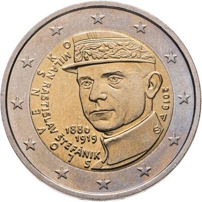 купить Словакия 2 евро 2019 "100 лет со дня смерти Милана Растислава Штефаника"