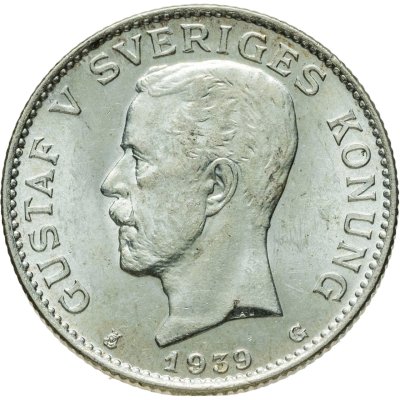 купить Швеция 1 крона 1939 Густав V