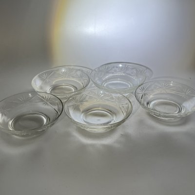 купить Набор из 5 розеток с резным геометрическим декором, стекло, алмазная грань, СССР, 1960-1980 гг.