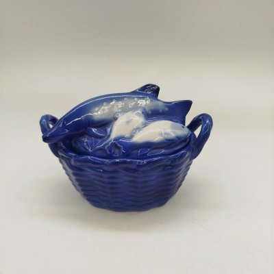 купить Икорница "Улов", авт. А. И. Равкин, фарфор, роспись, Фарфоровый завод «Пролетарий» (Бронница, Мста), СССР, 1976-1991 гг.