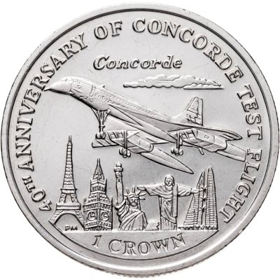 купить Остров Мэн 1 крона 2009 "40-летие тестового полета самолета "Конкорд"