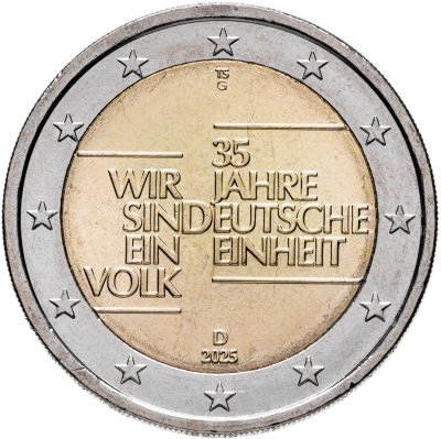 купить Германия 2 евро 2025 "35 лет немецкого единства" Двор G