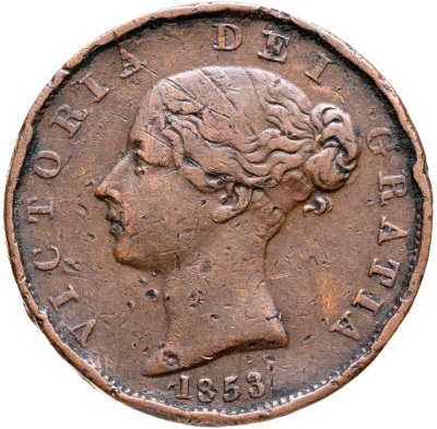 купить Великобритания 1/2 пенни (penny) 1853