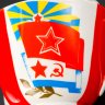 Купить Чайный бокал с блюдцем "Флаги" (РККА, ВМФ, ВВС), фарфор, крытье, деколь, золочение, Дулевский фарфоровый завод (Дулёво), СССР, 1964-1991 гг.