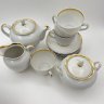 Купить Сервиз чайный с лаконичным декором на 4 персоны (12 предметов), фарфор, золочение, Дмитровский фарфоровый завод (ДФЗ Вербилки), СССР, 1954-1965 гг.