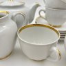 Купить Сервиз чайный с лаконичным декором на 4 персоны (12 предметов), фарфор, золочение, Дмитровский фарфоровый завод (ДФЗ Вербилки), СССР, 1954-1965 гг.