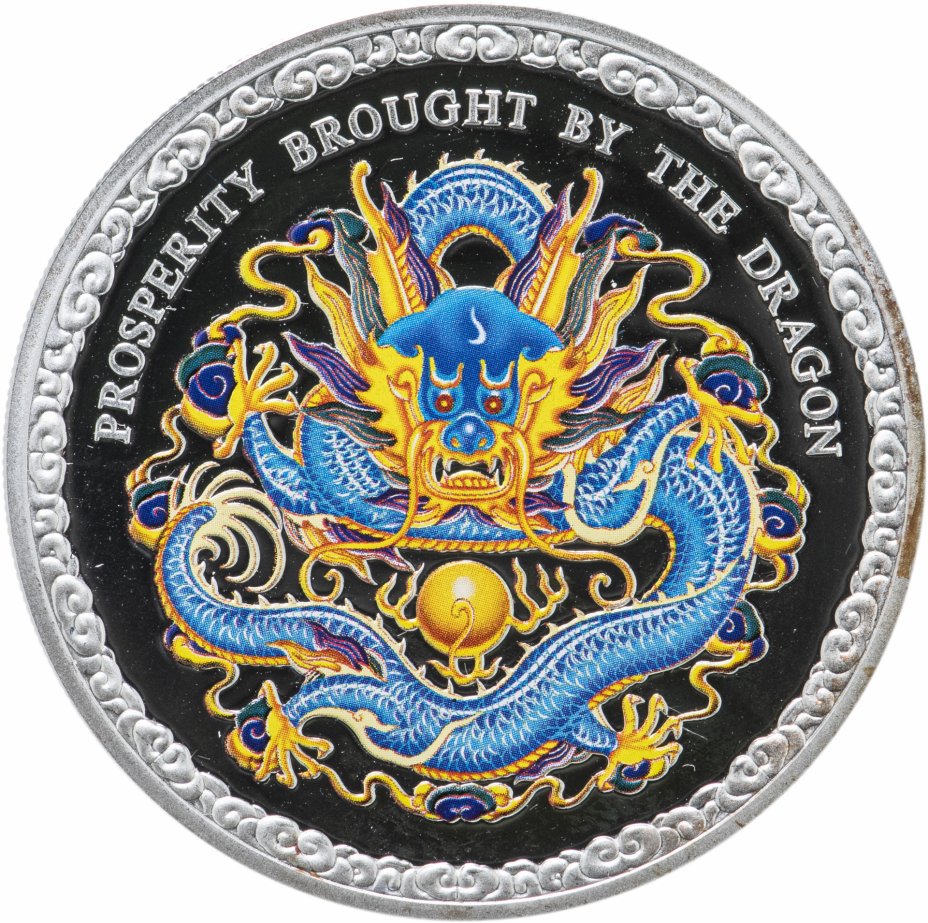купить Острова Кука 5 долларов 2012 "Китайский гороскоп - год дракона" в футляре с сертификатом