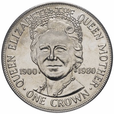 купить Остров Мэн 1 крона 1980 "80 лет со дня рождения Королевы Матери"