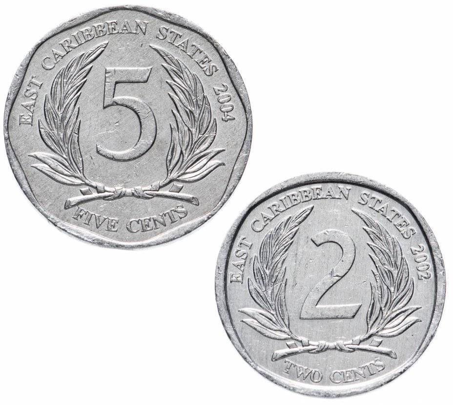 купить Восточные Карибы набор из 2 монет 2002-2015 (2 и 5 центов)