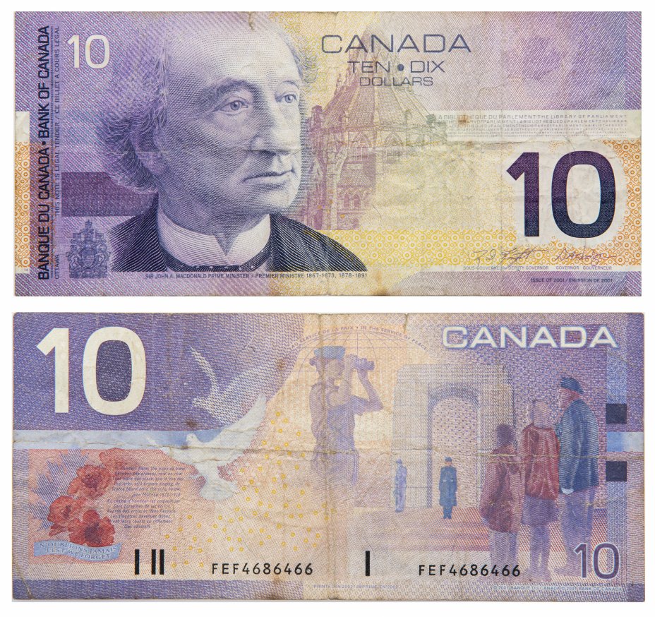 купить Канада 10 долларов 2001 (Pick 102b)