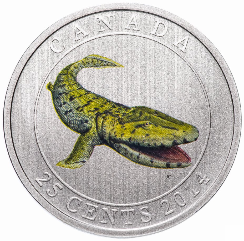 купить Канада 25 центов 2014 "Доисторические создания Канады - Тикталик" в футляре, с сертификатом
