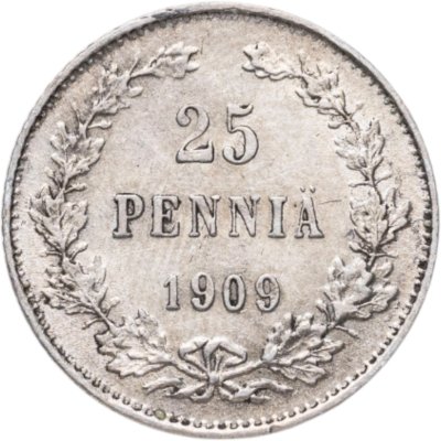 купить 25 пенни 1909 L, монета для Финляндии
