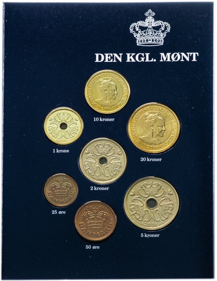 купить Дания набор монет 2001 (7 монет в буклете)