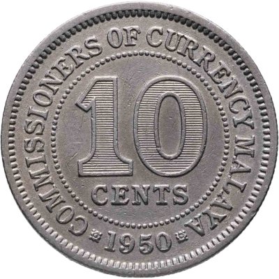 купить Малайя 10 центов (cents) 1950