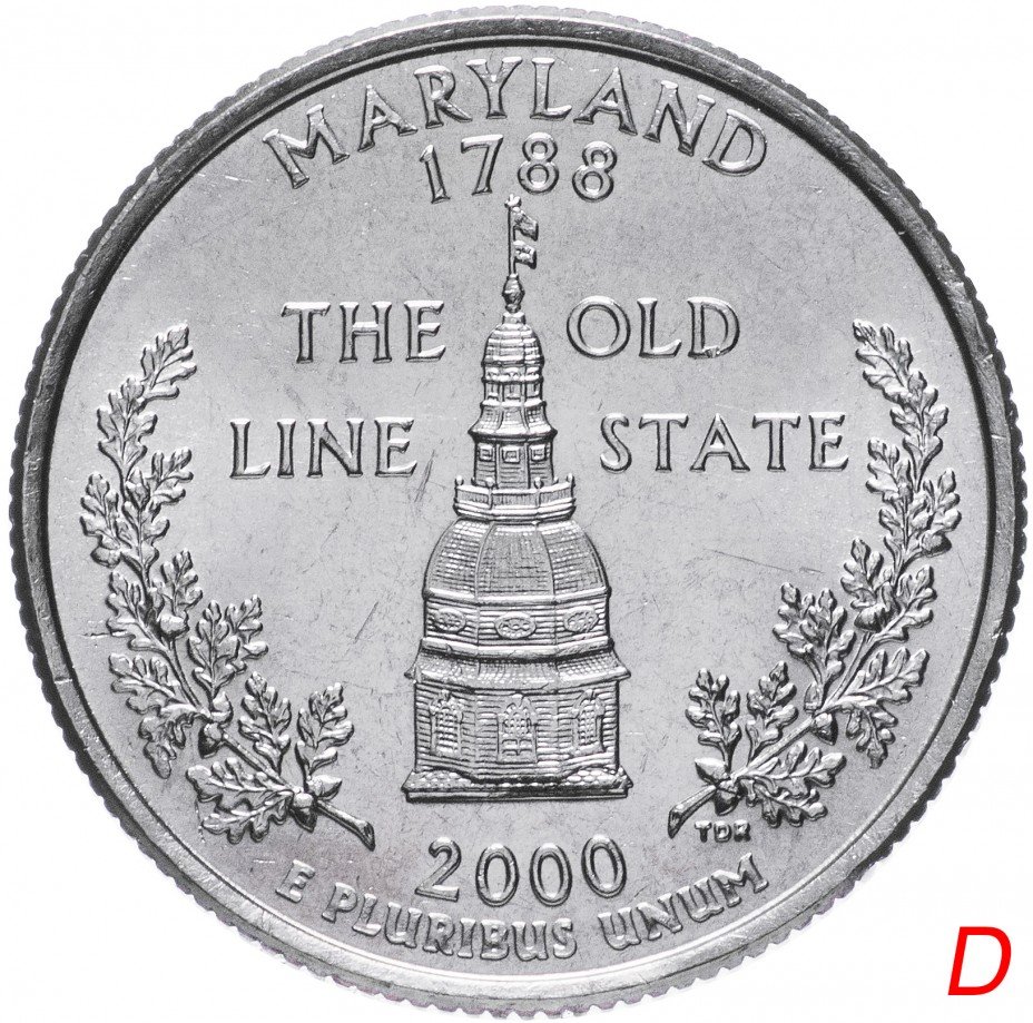 купить США 1/4 доллара (квотер, 25 центов) 2000 D "Штат Мэриленд"
