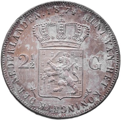 купить Нидерланды 2 1/2 гульдена (gulden) 1874