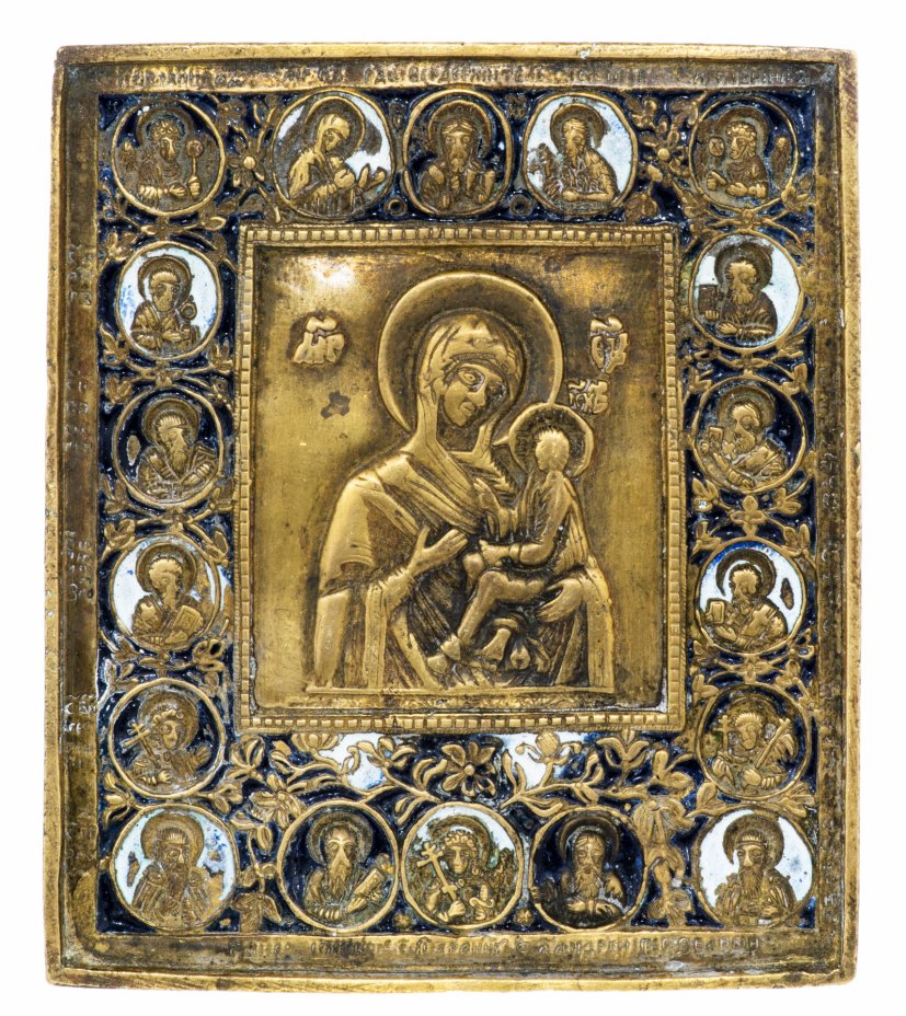 купить Икона "Тихвинская Божия Матерь", бронза, литье, полихромные эмали, Российская Империя, 1850-1890 гг.