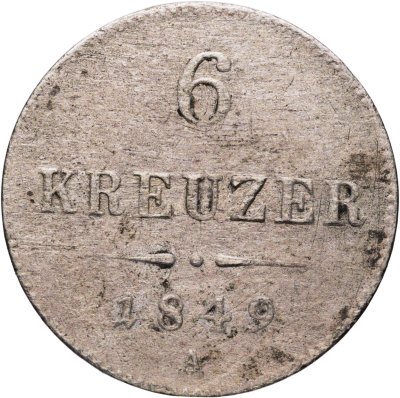 купить Австрия 6 крейцеров (kreuzer) 1849, знак монетного двора "A" - Вена