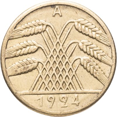 купить Германия 10 рентных пфеннигов (рентенпфеннигов, rentenpfennig) 1924 A знак монетного двора "A" — Берлин