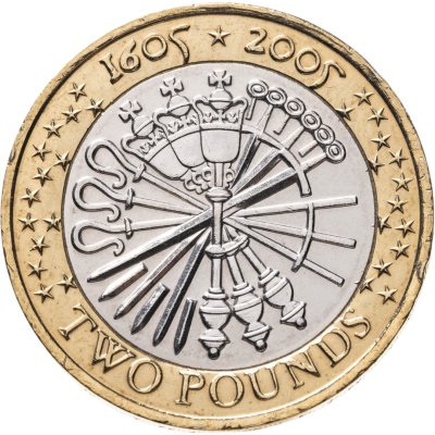 купить Великобритания 2 фунта (pounds) 2005 "400 лет "Пороховому заговору"