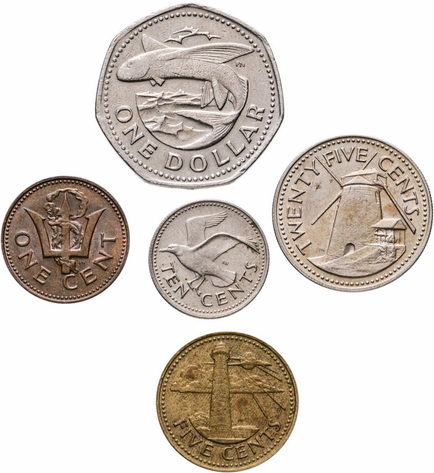 купить Барбадос, набор из 5 монет, 1973 года (первый год выпуска)