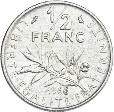 купить Франция 1/2 франка 1966