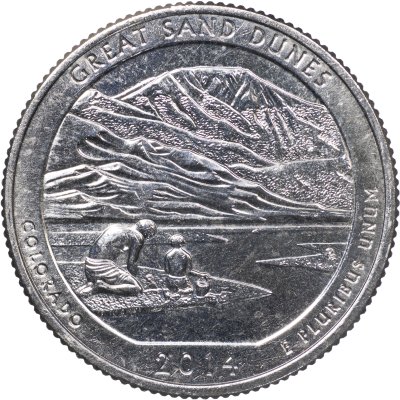 купить США 25 центов [Квотер] 2014 S [KM#569] "Национальный парк Грейт-Санд-Дьюнс - Great Sand Dunes [Colorado]"