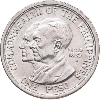 купить Филиппины 1 песо 1936 "Создание Содружества /надпись "nov 15 1935" справа от голов/"