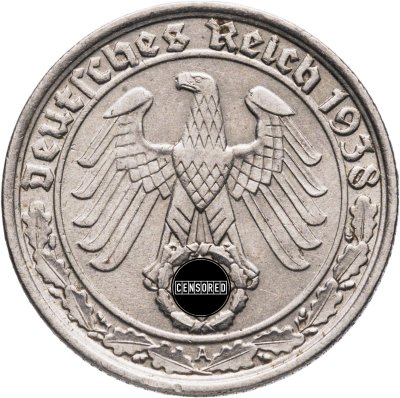 купить Германия, Третий рейх 50 рейхспфеннигов (reichspfennig) 1938, знак монетного двора "А"