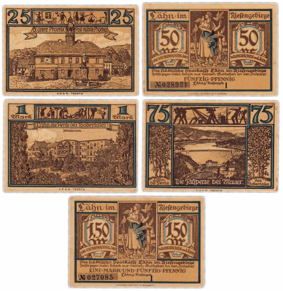 купить Германия (Силезия: Влень) набор из 5 нотгельдов 1921