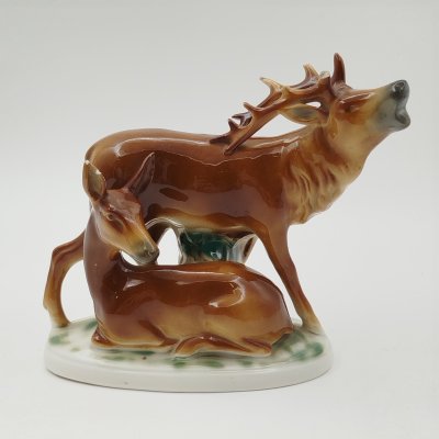купить Статуэтка "Олени", мануфактура "Fasold&Stauch" (Фасольд и Стаух), фарфор, роспись, Германия, 1950-1972 гг.